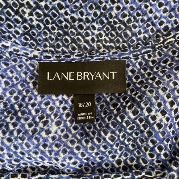 Lane Bryant Womens Plus Blue Black Dot Sheer Blouse Top Shirt Size 18/20 Tassels - Picture 12 of 12